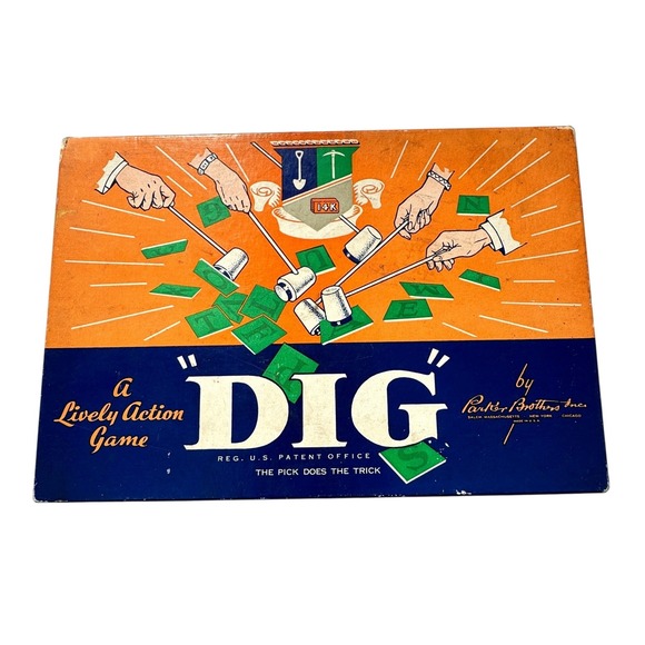 Vintage Dig Game Parker Brothers 1940s Lively Action Complete Family Board - Picture 1 of 2